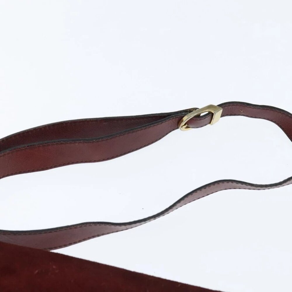 BALENCIAGA Shoulder Bag Suede Leather Bordeaux Gold Auth bs30414 - Picture 9 of 16